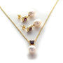 4 MM Round and 5 MM Square Red Garnet Stone & 9 MM Cultured Freshwater Bombay Set - Zyrola