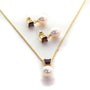 5 MM Red Garnet Stone & 9 MM Cultured Freshwater Pearl Ankara Set - Zyrola