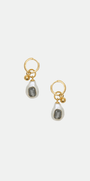 Boucles d’oreilles Ami plaquées or avec perles baroques et pierre noire