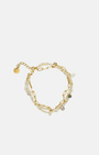 Bracelet de cheville multi-rangs en perles de culture et chaîne rectangulaire plaquée or 24 carats avec cristal Swarovski champagne