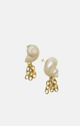 Maxi boucles d’oreilles femme en coquillage asymétrique avec cristal Swarovski champagne et plaqué or