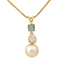 Golden South Sea Pearl with Blue & White Topaz Stones Blackheath Pendant 9.5 - 10.5 MM - Zyrola