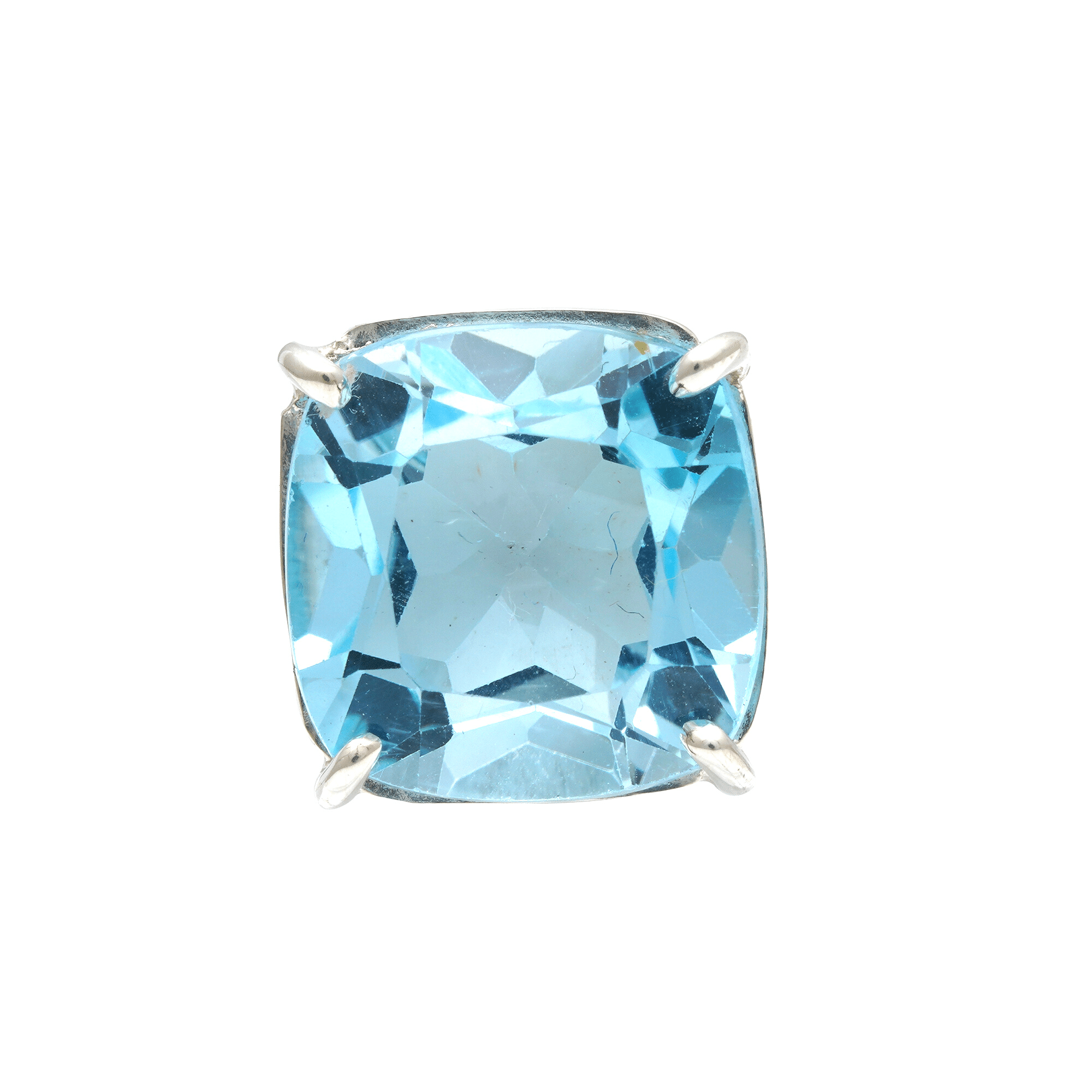 13 - 16 Ct Octagonal Cut Blue Topaz Stone Adjustable Cocktail Ring in US Size 7 in Silver Setting - Zyrola