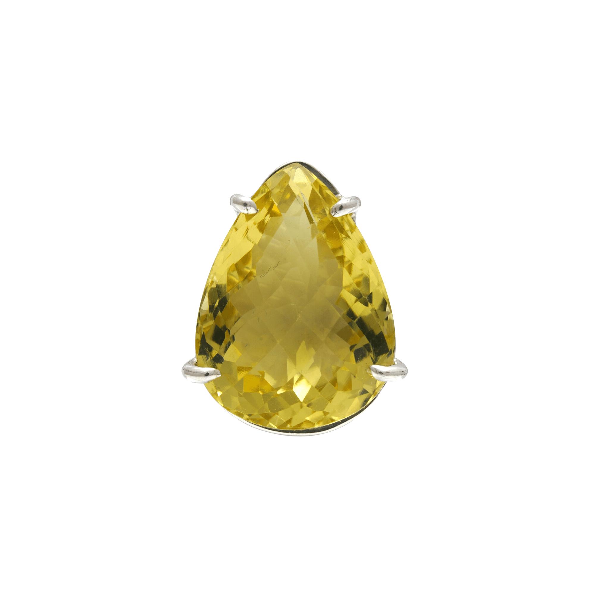 15 - 18 Ct Pear Cut Yellow Topaz Stone Adjustable Cocktail Ring in US Size 7 in Silver Setting - Zyrola