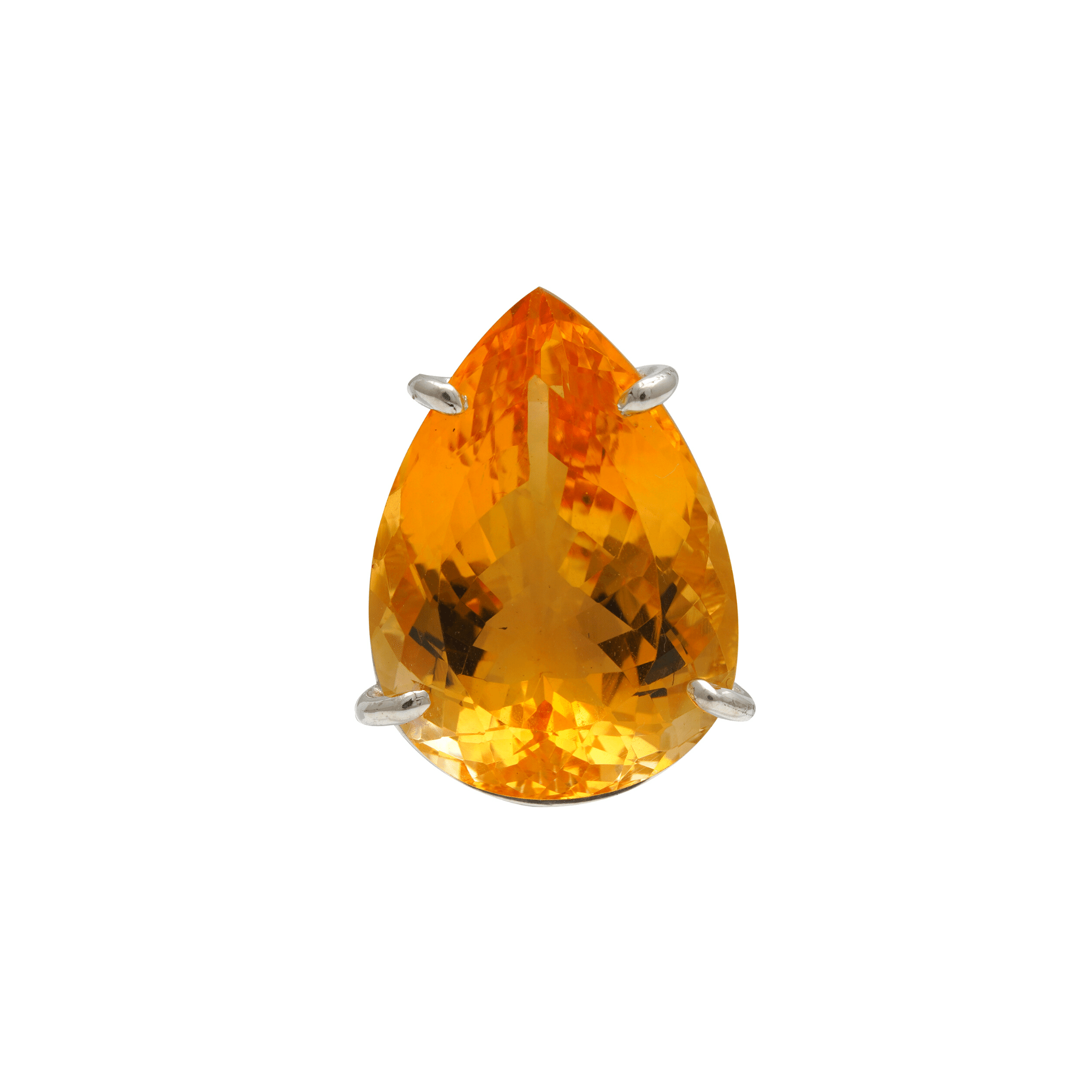 16 - 17 Ct Pear Shaped Citrine Stone Adjustable Cocktail Ring in US Size 7 in Silver Setting - Zyrola