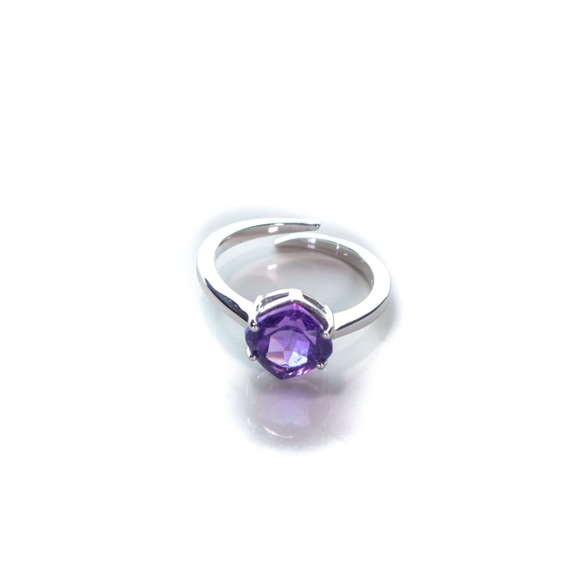 2.5 CT Natural Amethyst Cushion Cut Adjustable Solitaire Ring in Silver 925 - Zyrola