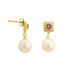 4 MM Amethyst Stone & 9 - 9.5 MM Freshwater Pearl Vienna Earrings in 24 CT Gold Plated Silver 925 Setting - Zyrola