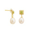 4 MM Peridot Stone & 9 - 9.5 MM Freshwater Pearl Vienna Earrings in 24 CT Gold Plated Silver 925 Setting - Zyrola