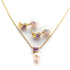 4 MM Round and 5 MM Square Amethyst Stone & 9 - 9.5 MM Cultured Freshwater Pearl Drop Earrings & Pendant Bombay Set in Silver 925 24CT Gold Plated - Zyrola