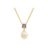 5 MM Amethyst Stone & 9 - 9.5 MM Freshwater Pearl Venice Pendant 24 CT Gold Plated Silver 925 Setting - Zyrola