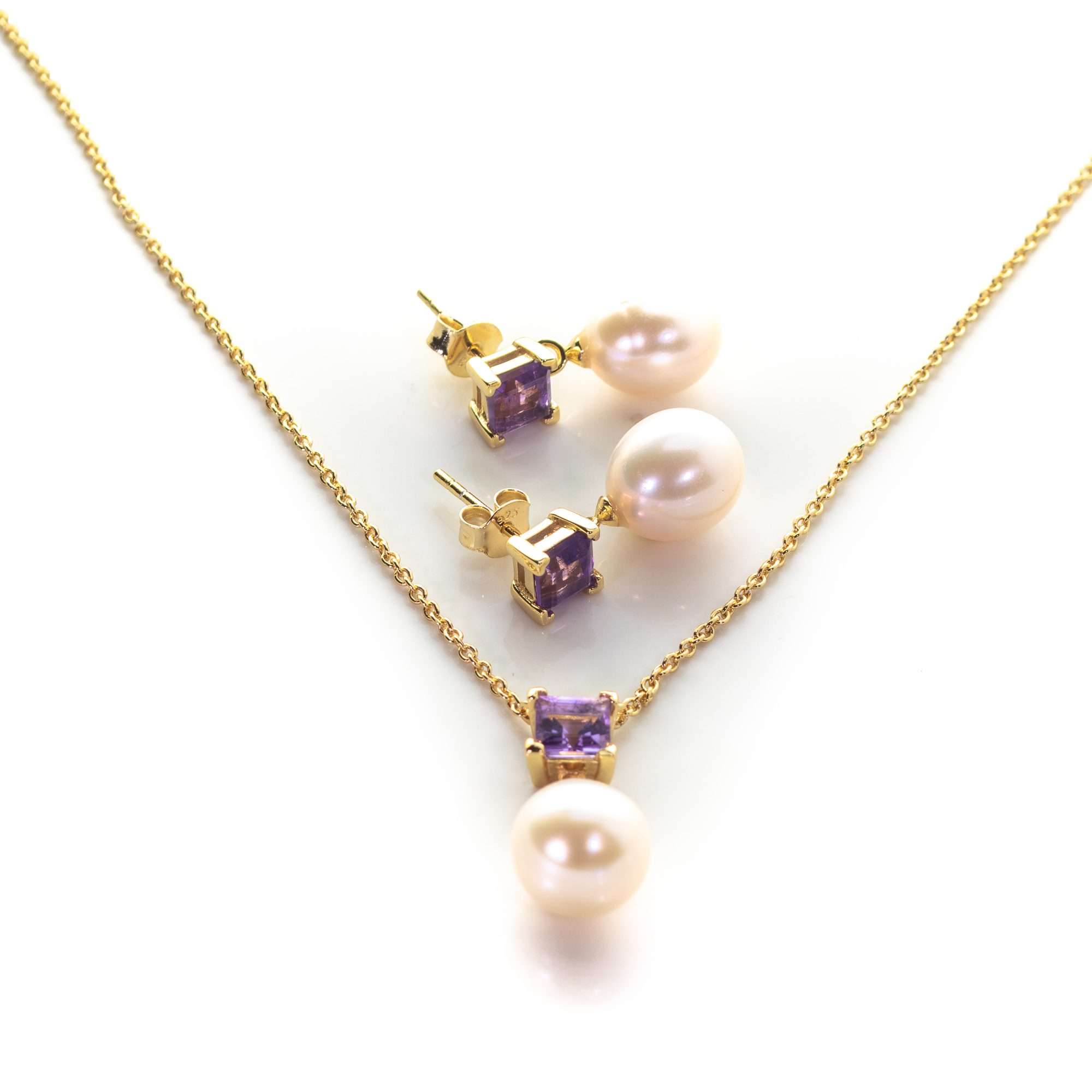 5 MM Red Amethyst & 9 MM Freshwater Pearl Ankara Set - Zyrola