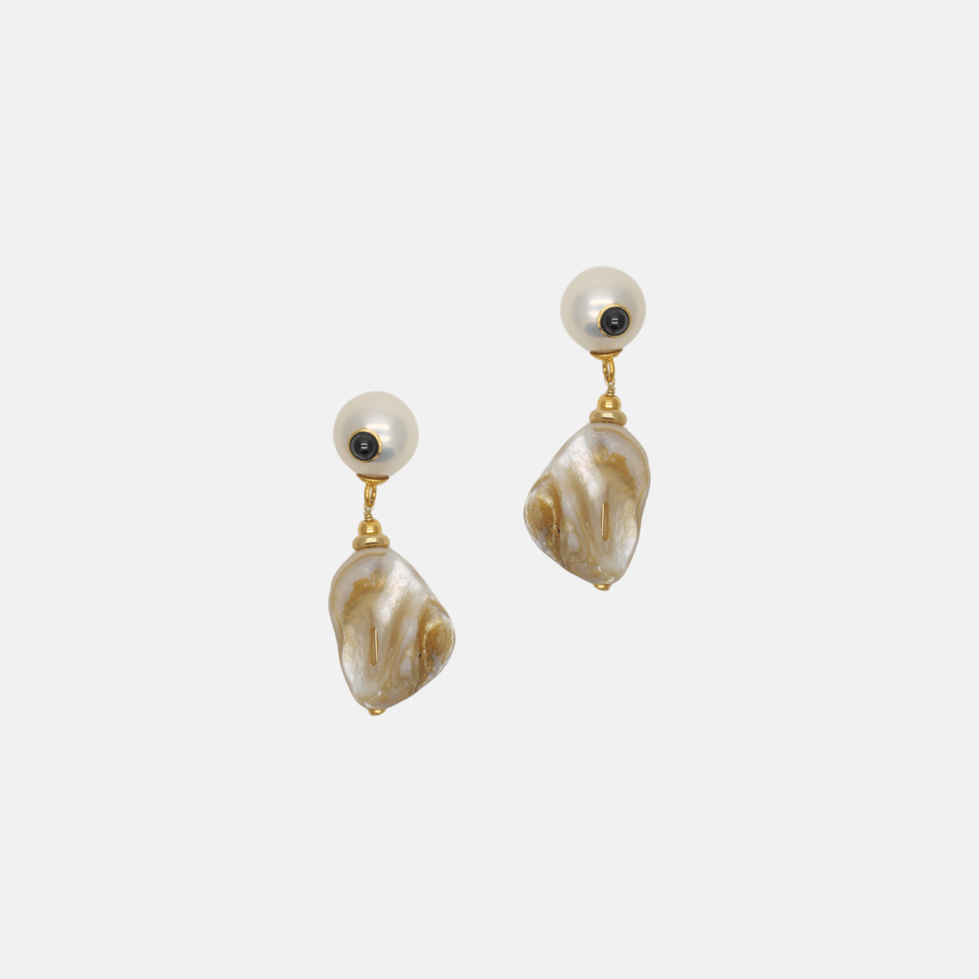 Boucles d’oreilles baroques en plaqué or 3 microns avec perles de culture et pierres semi-précieuses