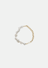 Bracelet Gisel B bi-matière avec perles baroques et chaîne dorée plaqué or 24K, bijou unisexe personnalisable