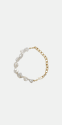 Bracelet Gisel B bi-matière avec perles baroques et chaîne dorée plaqué or 24K, bijou unisexe personnalisable