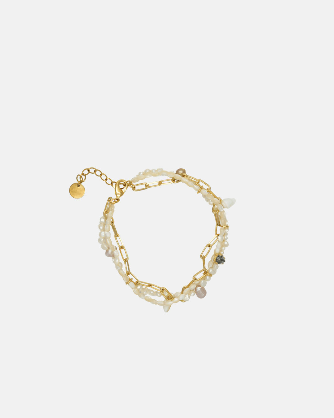 Bracelet de cheville multi-rangs en perles de culture et chaîne rectangulaire plaquée or 24 carats avec cristal Swarovski champagne