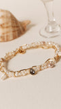 Bracelet grigri en perles de culture blanches et rosées avec cristal Swarovski noir, chaîne plaqué or 24 carats – Gisel B