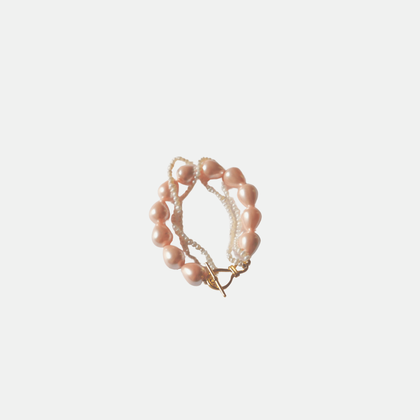 Bracelet multi-rangs en perles de culture et nacre avec fermoir T personnalisable – coloris rose