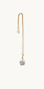 Collier pendentif perle baroque fleur monté sur chaîne en plaqué or 24 carats