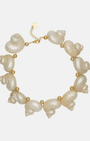 Collier maxi coquillages asymétriques avec cristal Swarovski champagne et plaqué or 24 carats