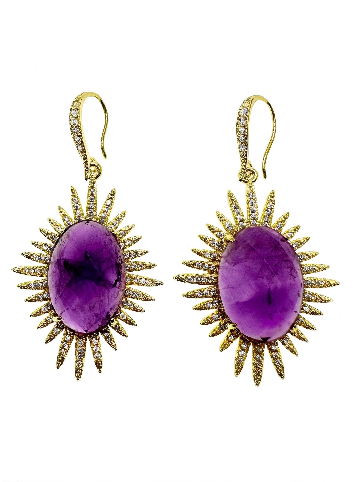 Amethyst Dangle Statement Earrings KE025 - Zyrola