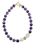 Amethyst With Baroque Pearl Statement Necklace KN046 - Zyrola