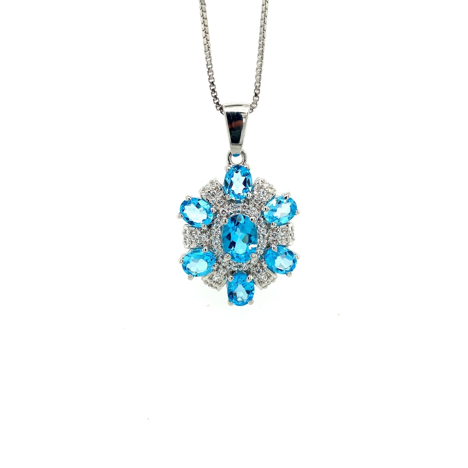 Blue Topaz Pendant in .925 Sterling Silver - KSP 37236 - Zyrola