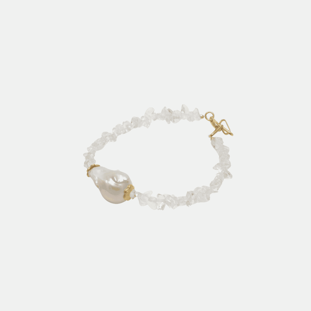 Bracelet Quartz & Perle de Culture Baroque – Plaqué Or 24 Carats – Gisel B - Zyrola