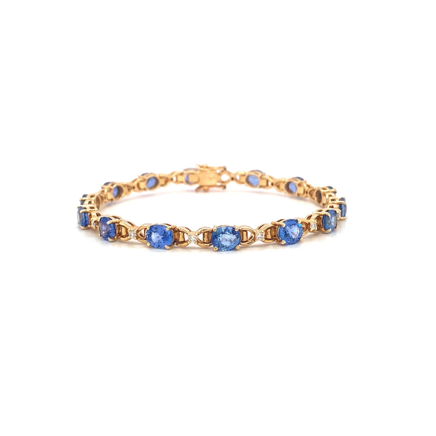 Bracelet en or jaune 14K avec saphirs bleus et diamants – bijou raffiné pour femme