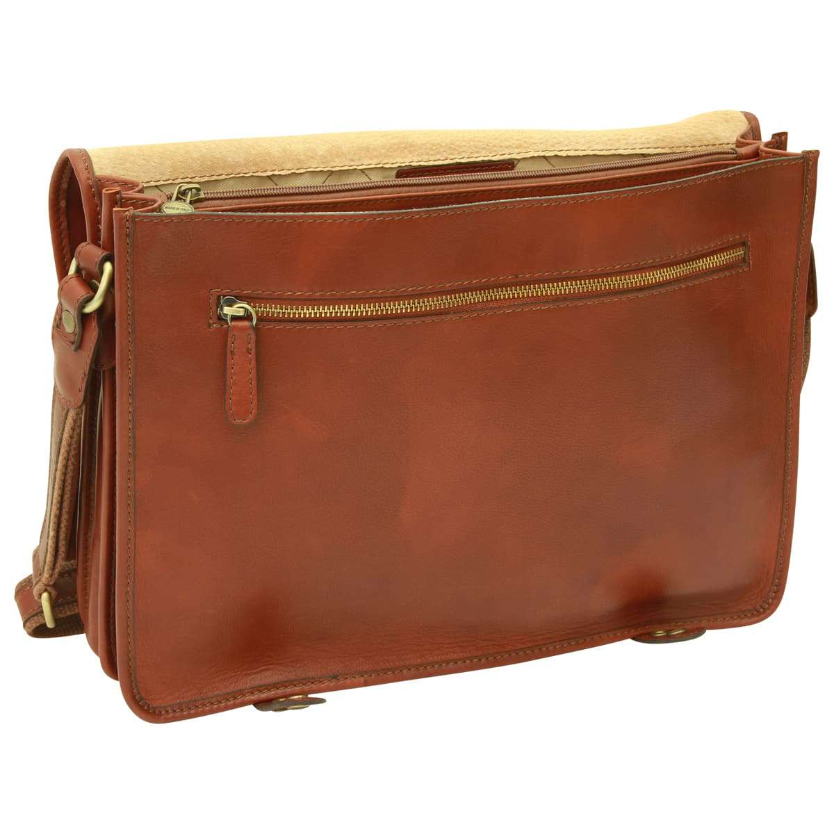 Calfskin Nappa Messenger Bag - Mahogany Brown - Zyrola