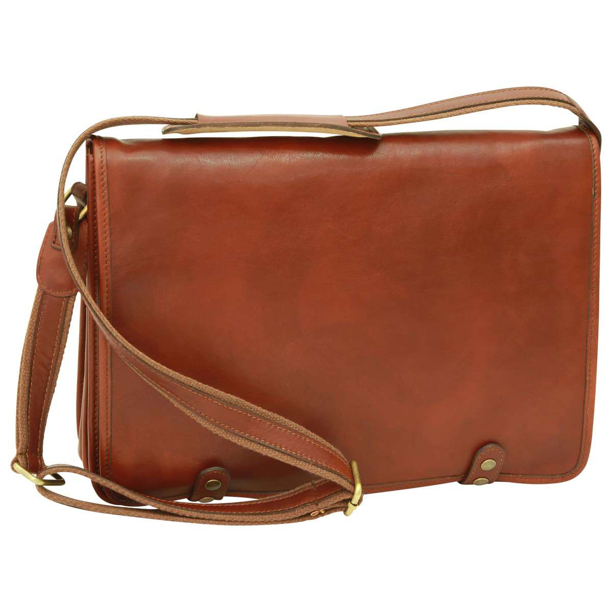 Calfskin Nappa Messenger Bag - Mahogany Brown - Zyrola