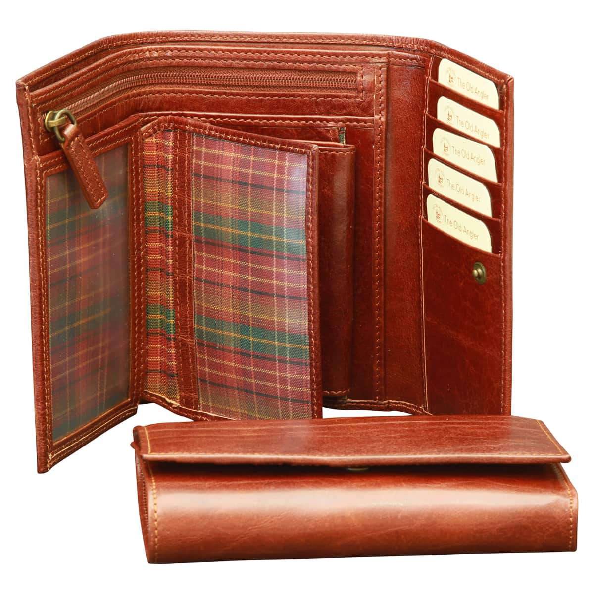 Cowhide leather wallet for women - Brown with RFID - Zyrola