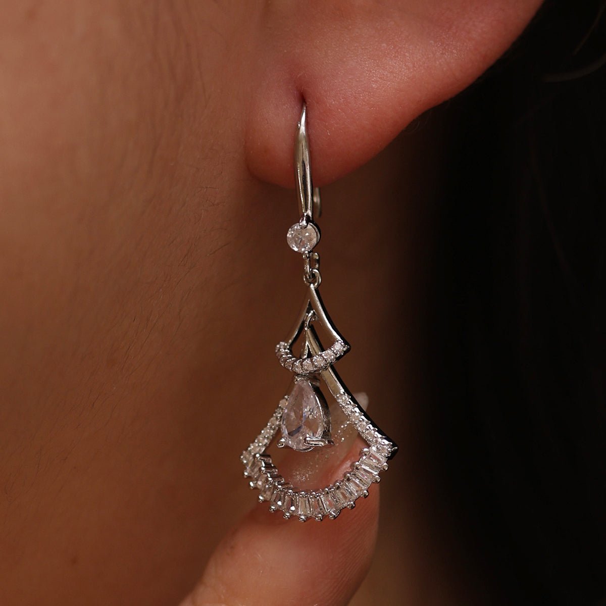 cubic hook drop earrings - Zyrola