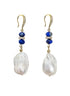 Elegance Baroque Pearls With Lapis Dangle Earrings NE043 - Zyrola