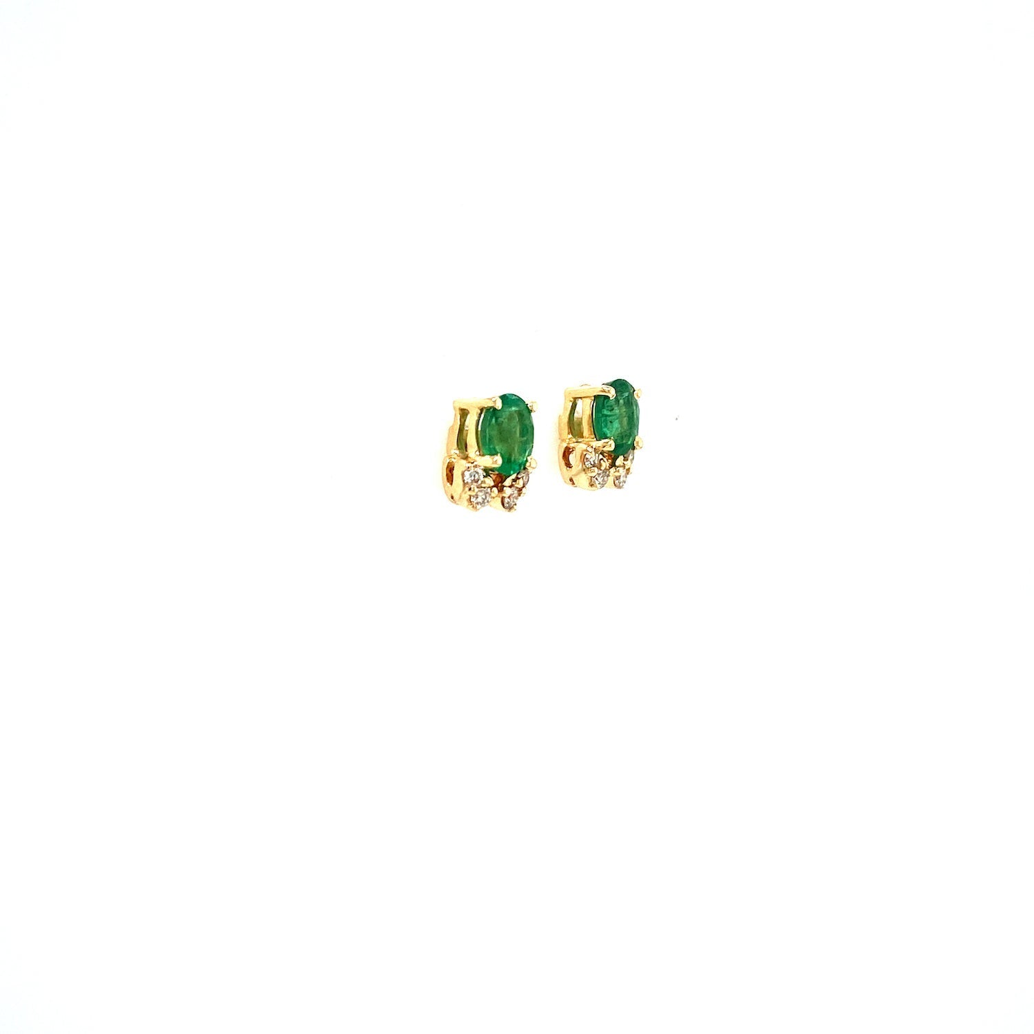 Emerald and Diamond Earring in 14K Yellow Gold - KGT 33537 - Zyrola
