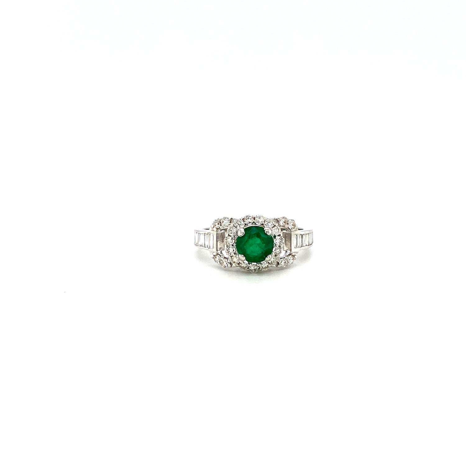 Emerald and Diamond Ring in 14K White Gold - KGR 14909 - Zyrola