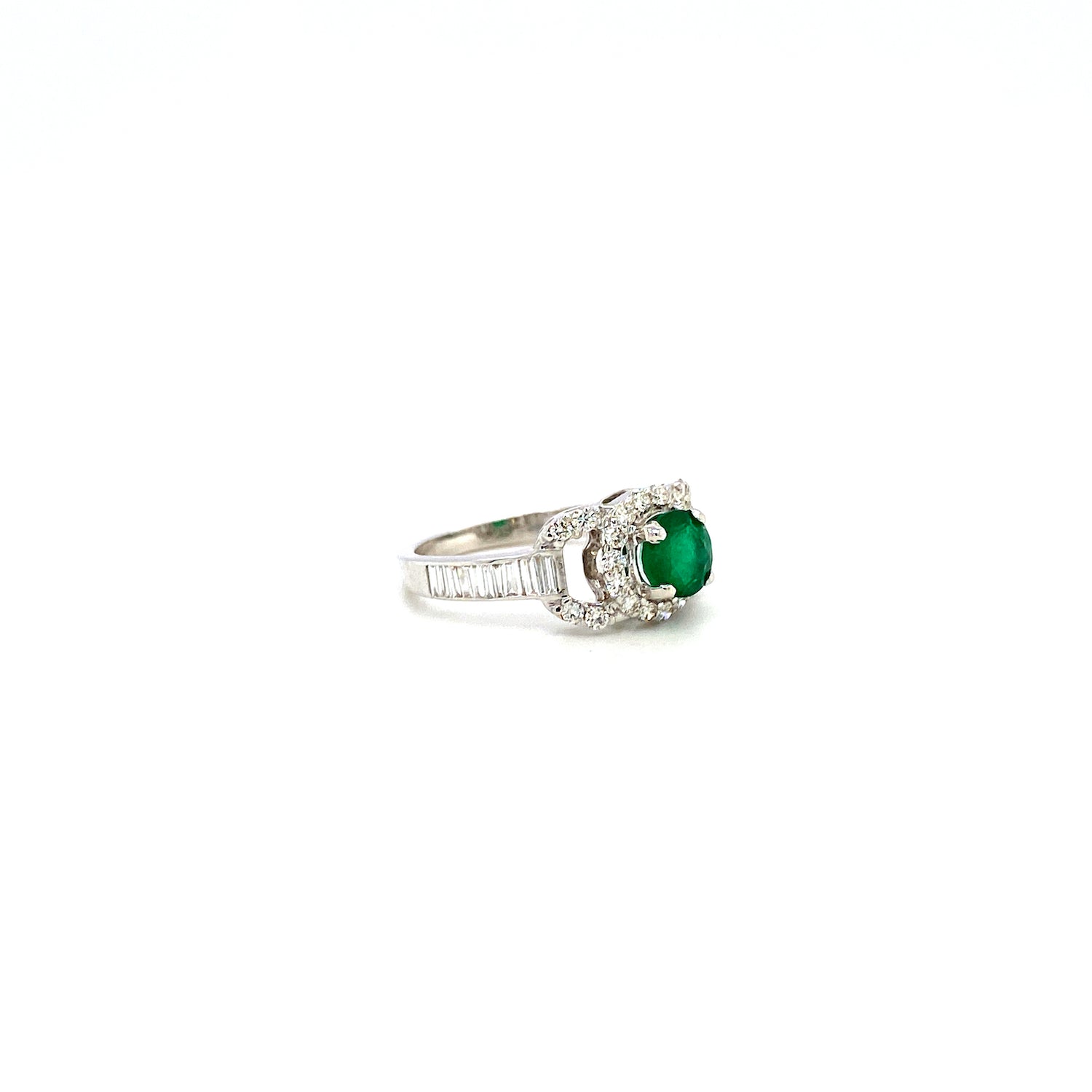 Emerald and Diamond Ring in 14K White Gold - KGR 14909 - Zyrola