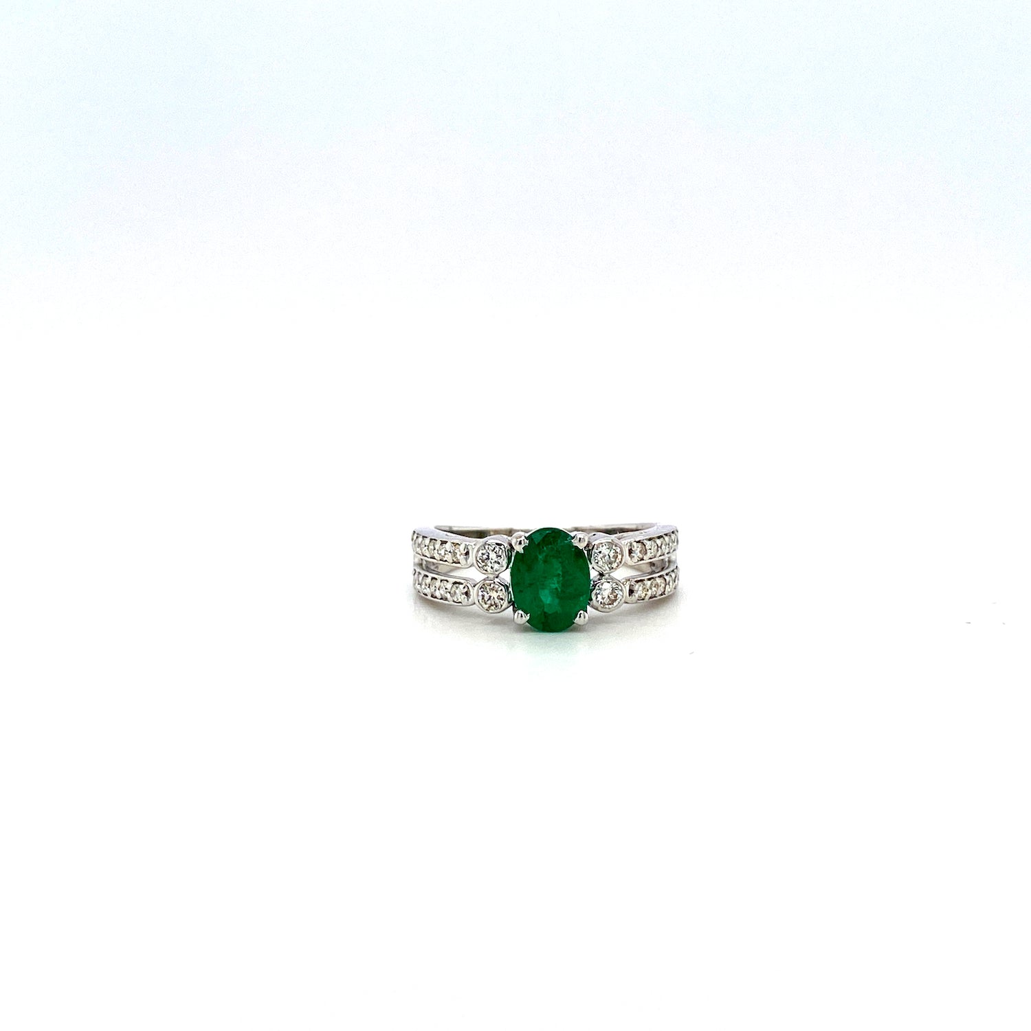 Emerald and Diamond Ring in 18K White Gold - KGR 15903 - Zyrola