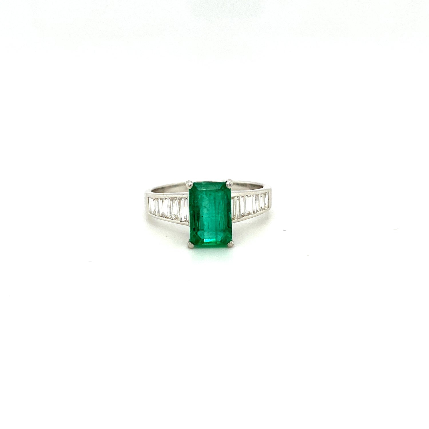 Emerald and Diamond Ring in 18K White Gold - KGR 16352 - Zyrola