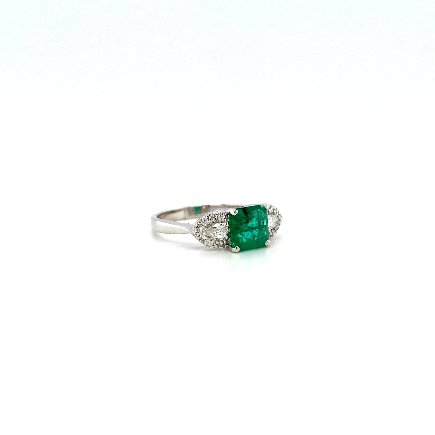Emerald and Diamond Ring in 18K White Gold - KGR 17089 - Zyrola