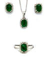 Emerald Jewellery Set in .925 Sterling Silver - KSS 60423 - Zyrola