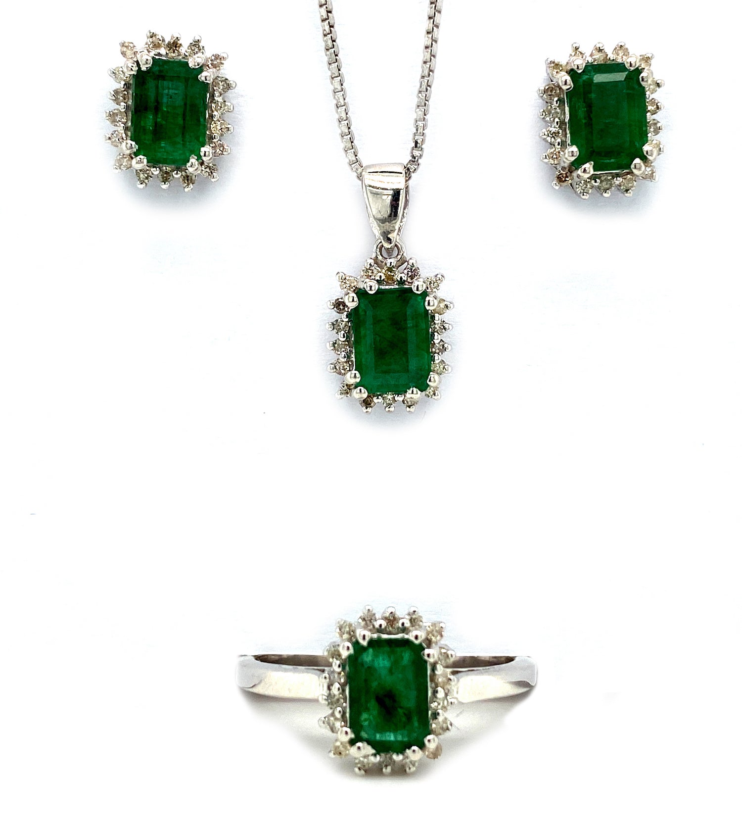 Emerald Jewellery Set in .925 Sterling Silver - KSS 60423 - Zyrola