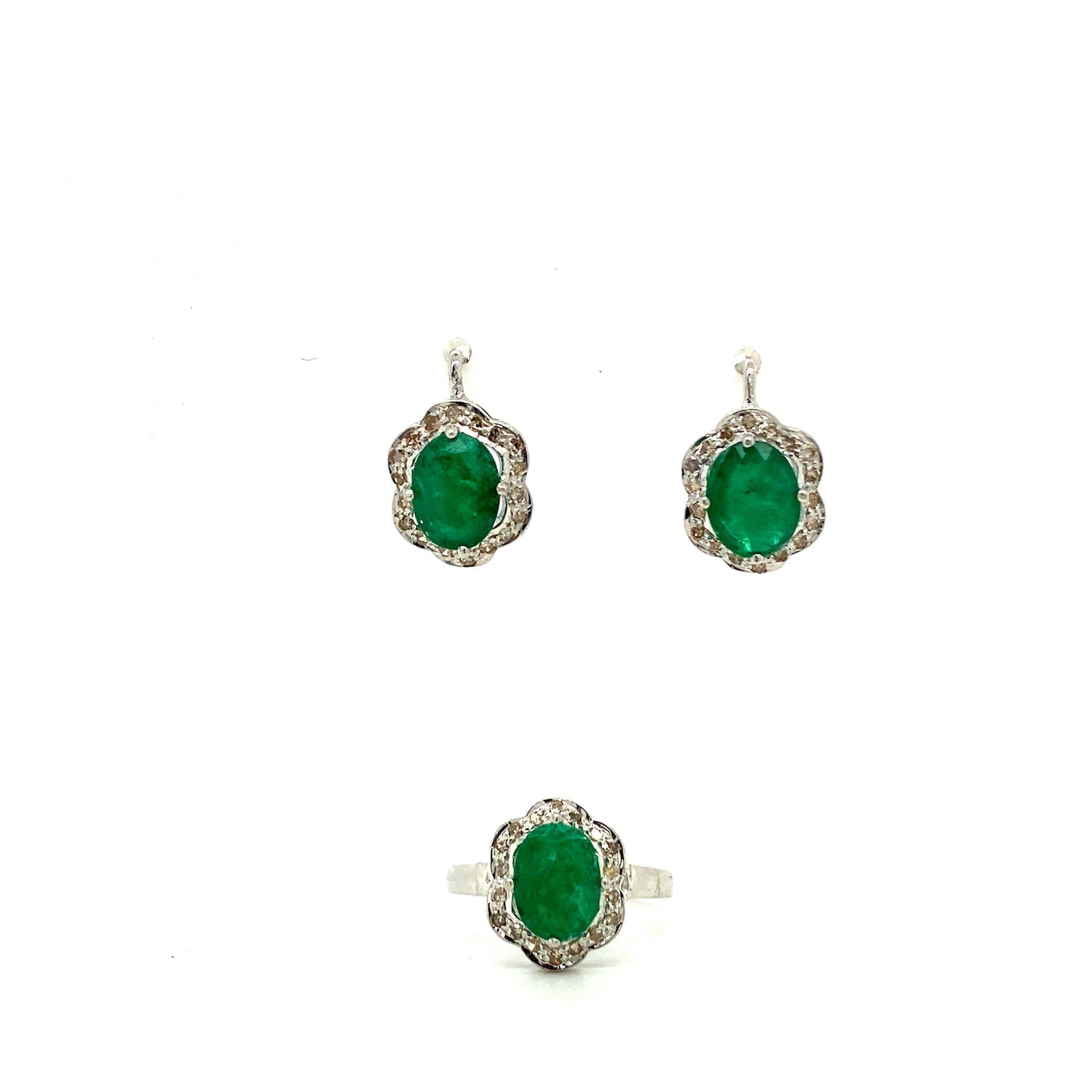 Emerald Jewellery Set in .925 Sterling Silver - KSS 6554 - Zyrola