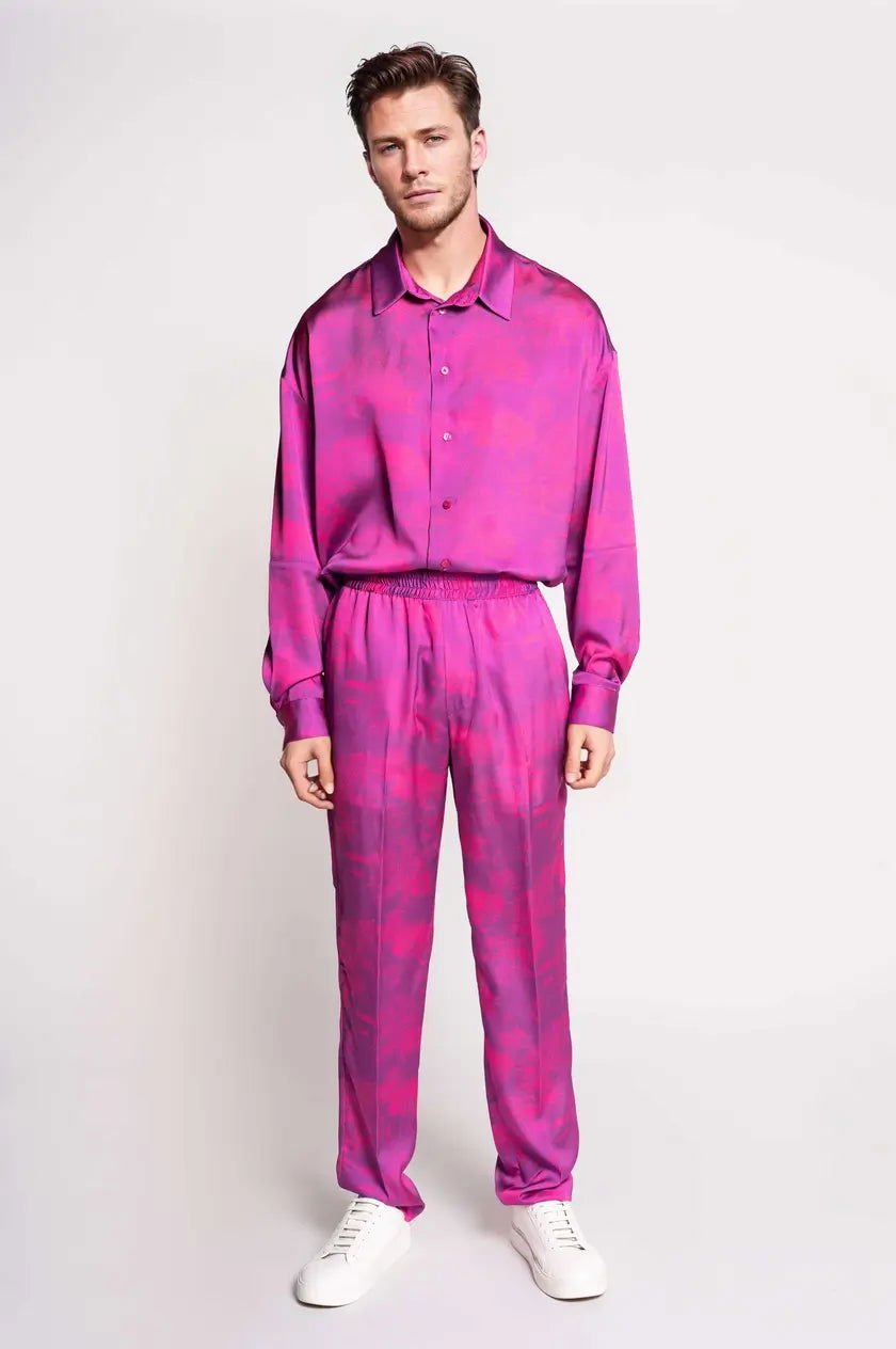 French - Made 100% Silk Savanna Print Pants - Zyrola