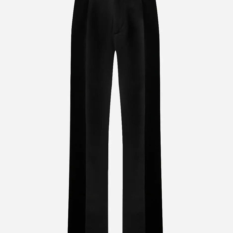 French - Made Thick Cold Wool Pleated High - Waisted Pants - Zyrola
