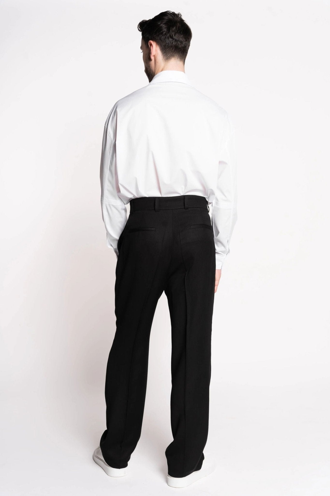 French - Made Thick Cold Wool Pleated High - Waisted Pants - Zyrola