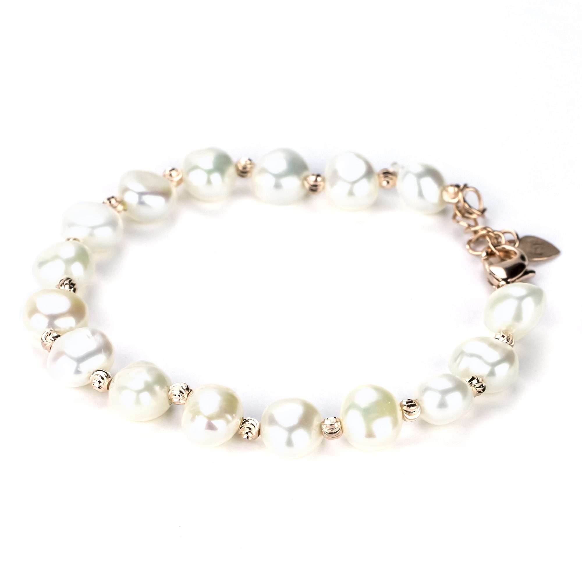 Freshwater Button Shape White Clayfield Bracelet 8 - 9 mm AAAA - Zyrola