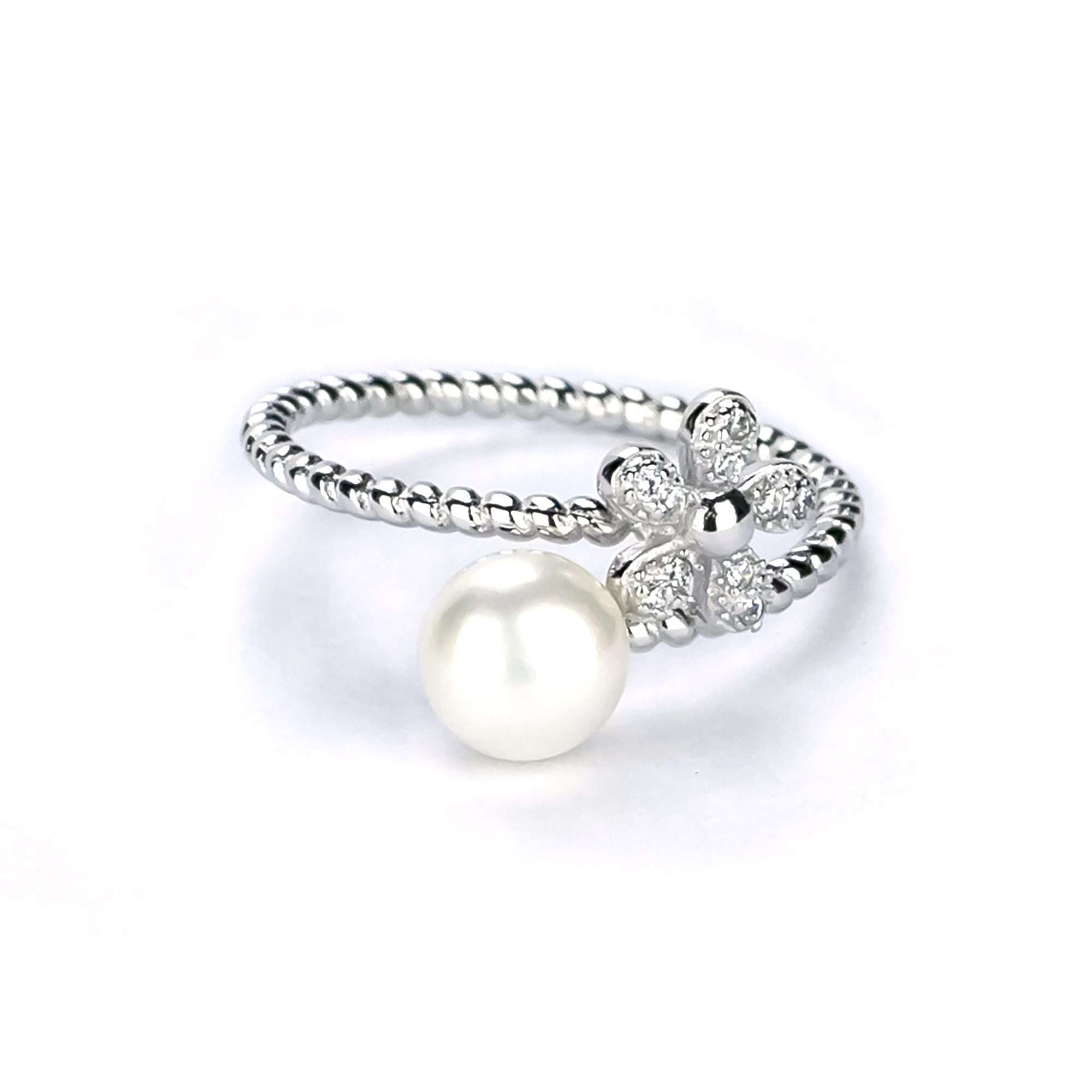 Freshwater Button Shape White Pearls Leabrook Ring 7.5 mm AAAA - Zyrola