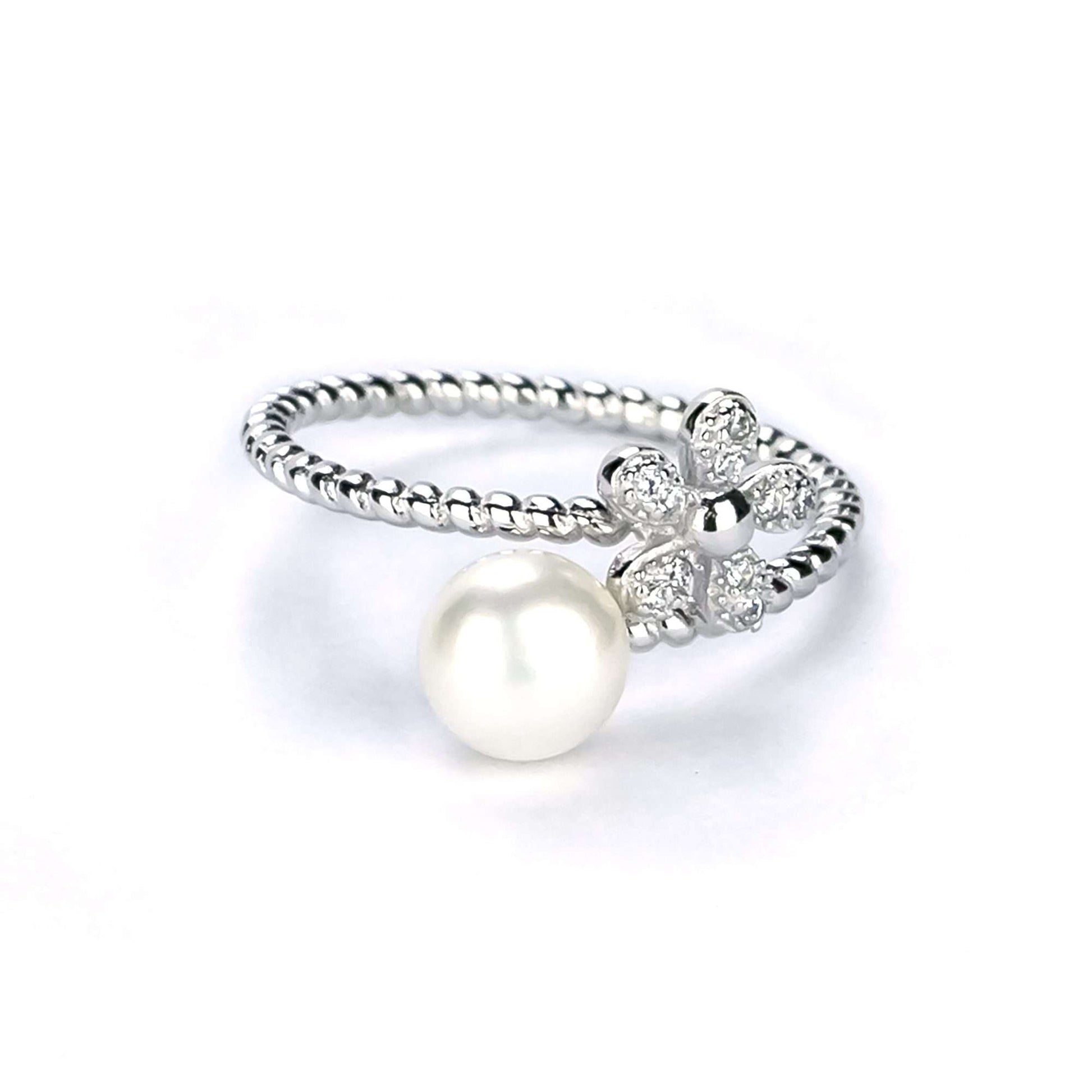 Freshwater Button Shape White Pearls Leabrook Ring 7.5 mm AAAA - Zyrola