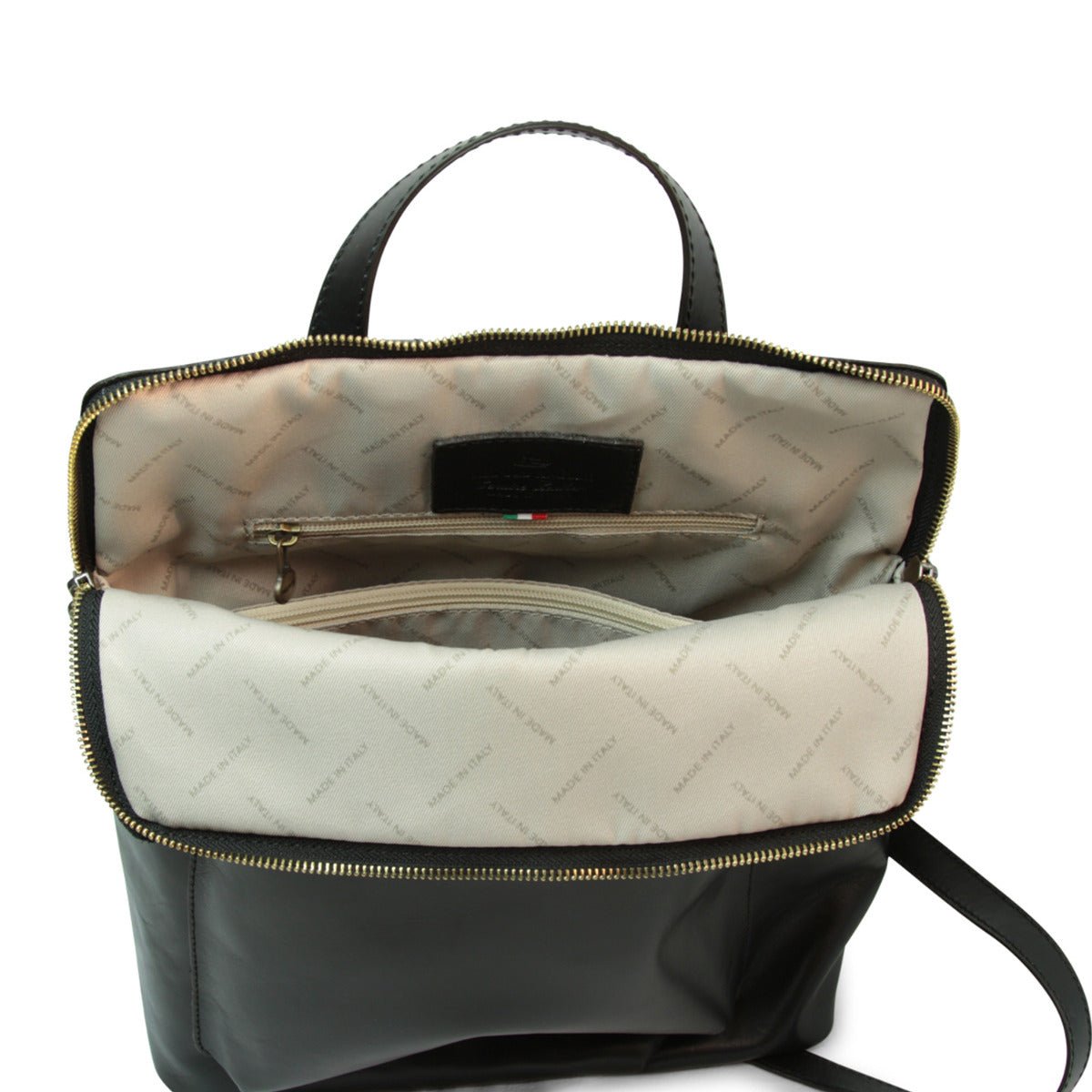 Full grain leather backpack - black - Zyrola