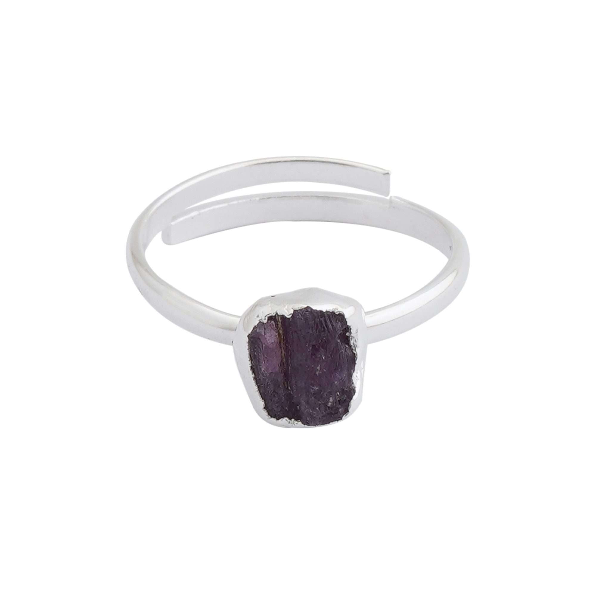 Garnet Adjustable Ring Handmade in its Natural form in 925 Silver - Zyrola
